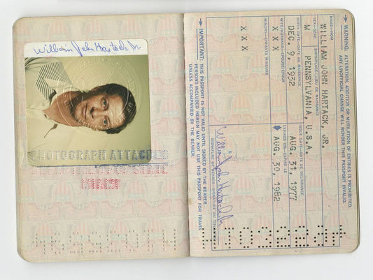 Bill Hartack Legendary Horse Racing Jockey 5 X Kentucky Derby Winner Twice Signed AUTO United States Passport