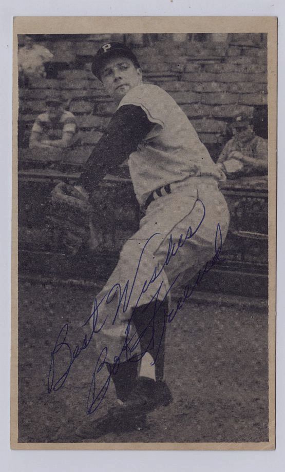 Bob Friend Signed AUTO 1956 Pittsburgh Pirates Team Issued Postcard 1960 W.S.