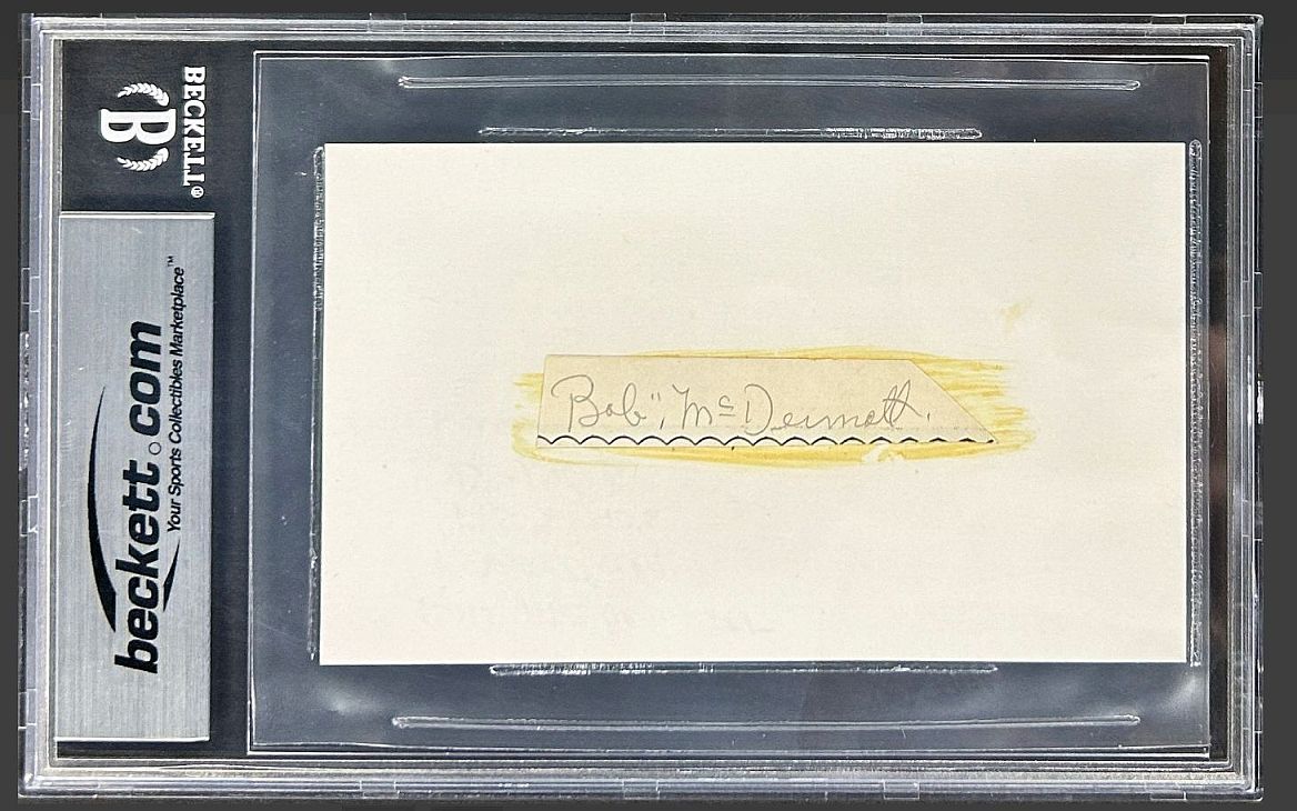 Bobby McDermott Signed AUTO 3x5 index card display Basketball HOF D. 1963