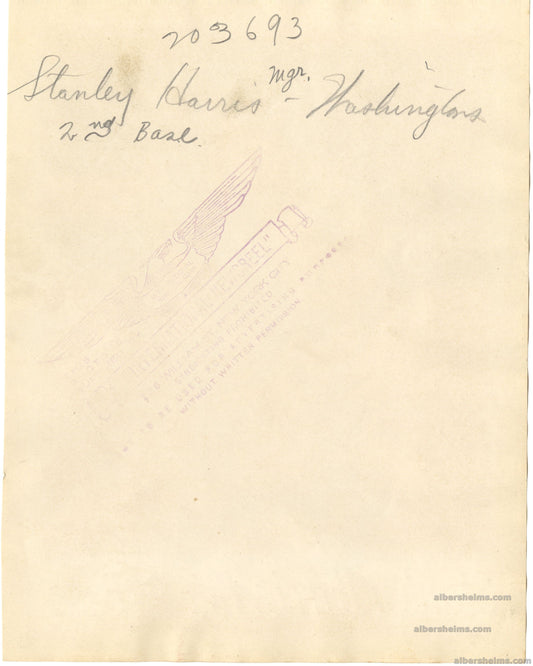 1920s Bucky Harris Washington Senators Baseball HOF Finest Image Original TYPE I Photo