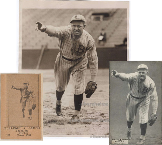 Early 1920s Burleigh Grimes Brooklyn Dodgers Baseball HOF USED FOR Several Baseball Cards -  Original TYPE I Photo