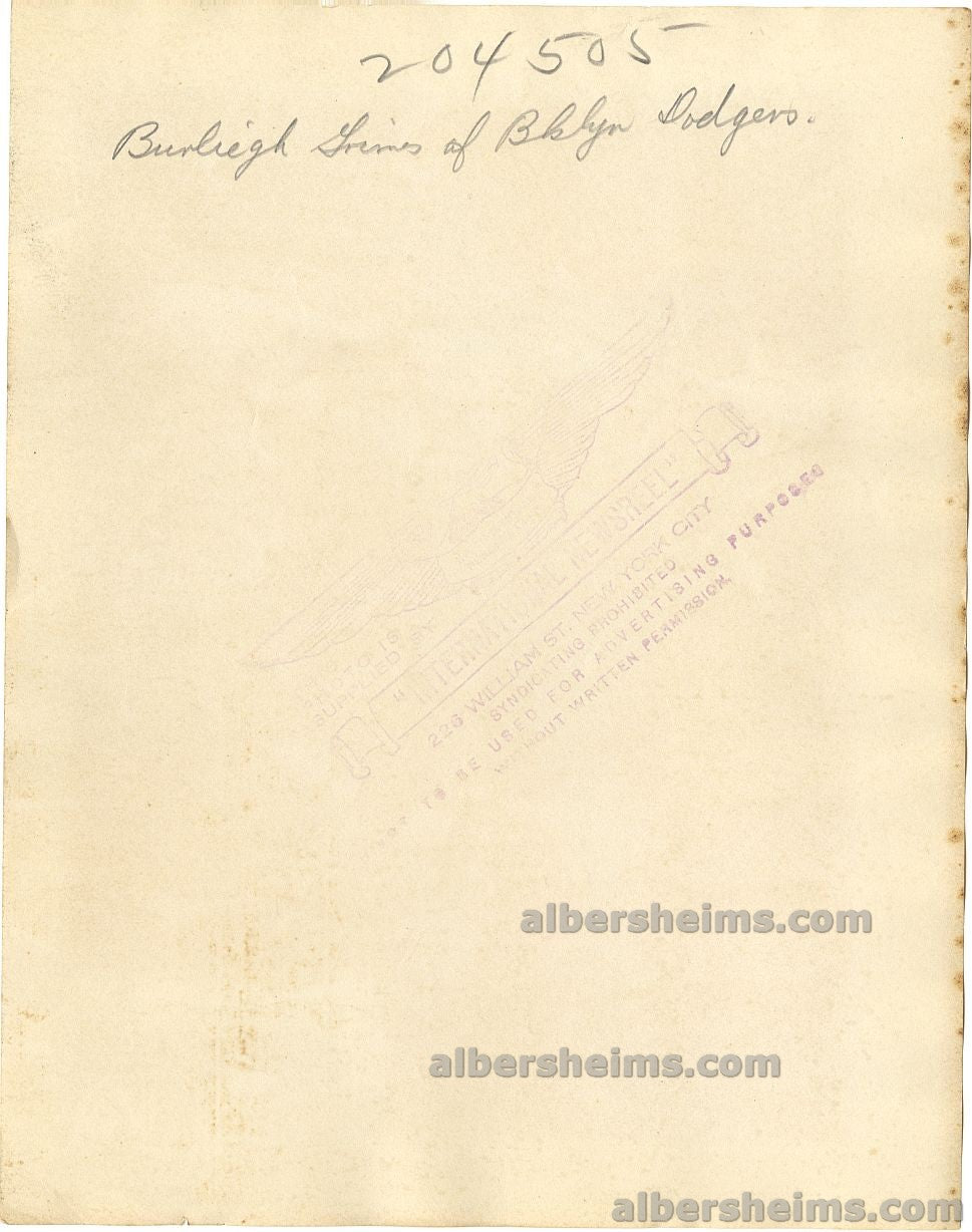 Early 1920s Burleigh Grimes Brooklyn Dodgers Baseball HOF USED FOR Several Baseball Cards -  Original TYPE I Photo