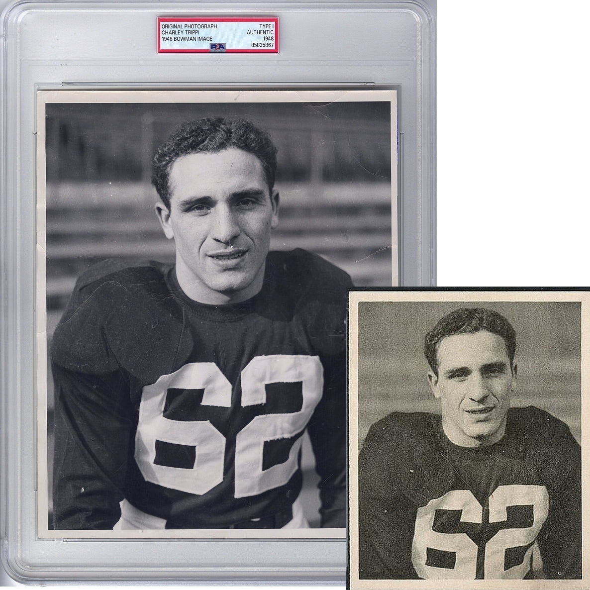 Charley Trippi Pro Football HOF Chicago Cardinals Original TYPE I Photo Image Used for 1948 Bowman #17 Rookie Card PSA/DNA