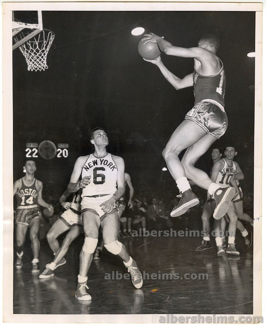 1952 Chuck Cooper Boston Celtics African American NBA Pioneer Goes Airborne vs NY Knicks Original TYPE I Photo