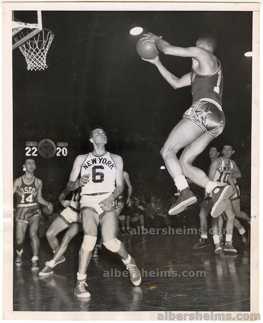 1952 Chuck Cooper Boston Celtics African American NBA Pioneer Goes Airborne vs NY Knicks Original TYPE I Photo
