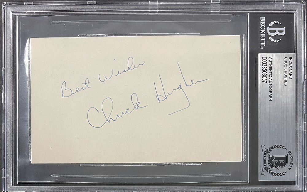 Chuck Hughes Signed AUTO 3x5 Index Card D.1971 Only NFL Player to Die During an NFL Game BAS