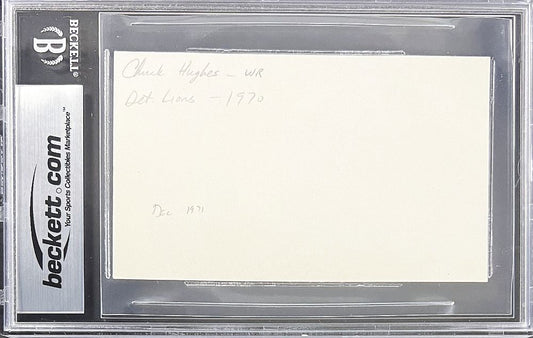 Chuck Hughes Signed AUTO 3x5 Index Card D.1971 Only NFL Player to Die During an NFL Game BAS