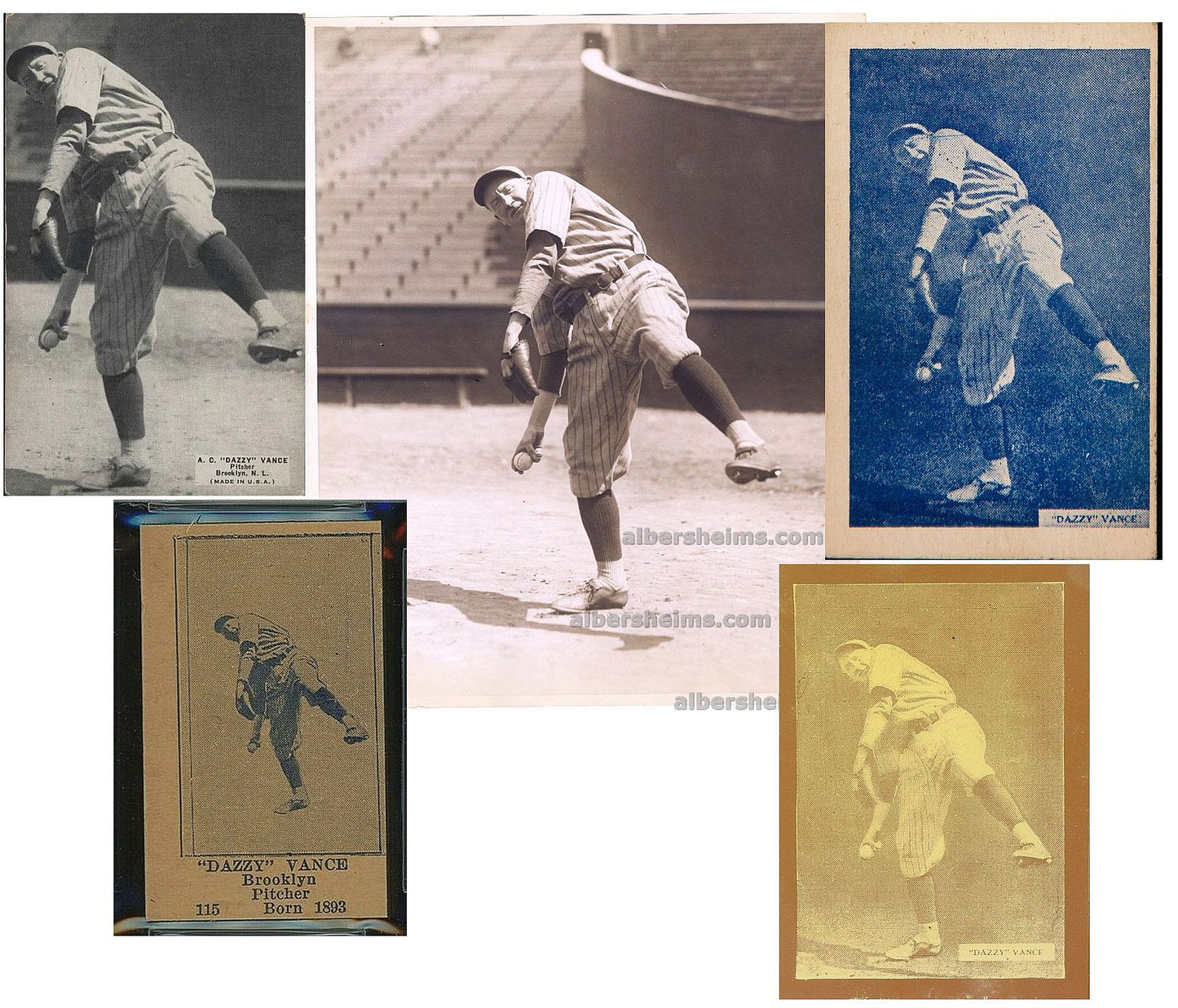 Early 1920s Dazzy Vance Original TYPE I Photo Used for Several Baseball Cards Brooklyn Dodgers HOF