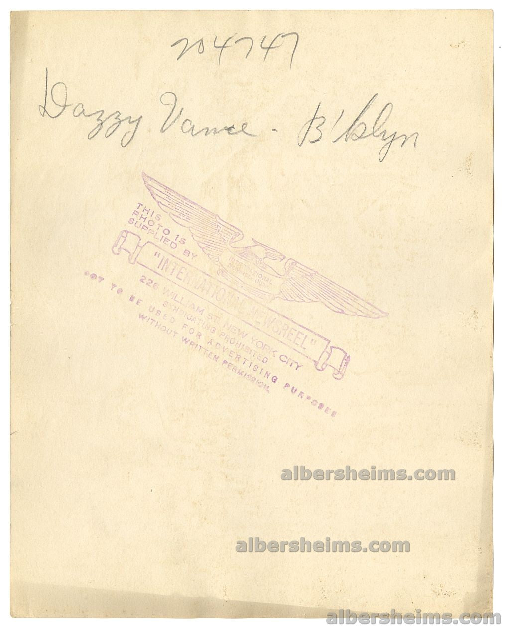 Early 1920s Dazzy Vance Original TYPE I Photo Used for Several Baseball Cards Brooklyn Dodgers HOF