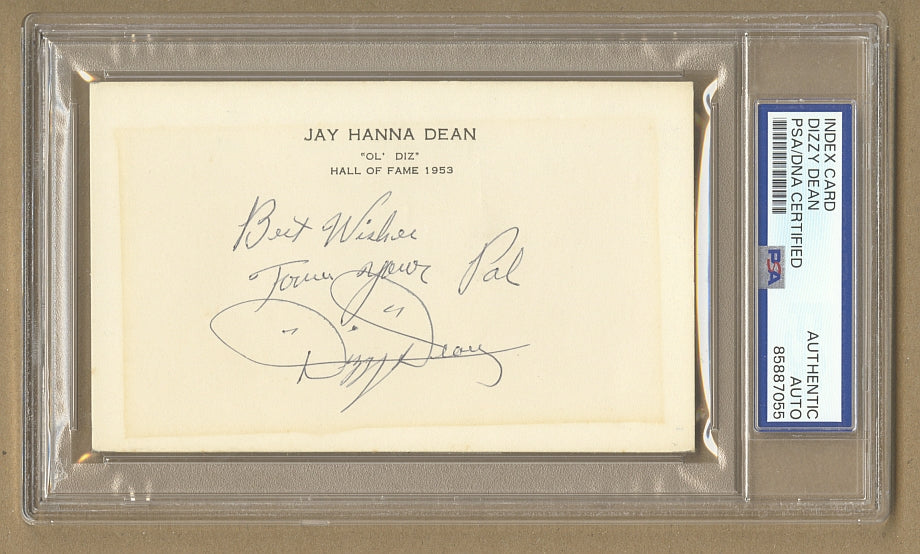 Dizzy Dean Signed AUTO Index Presentation Card Baseball HOF PSA/DNA