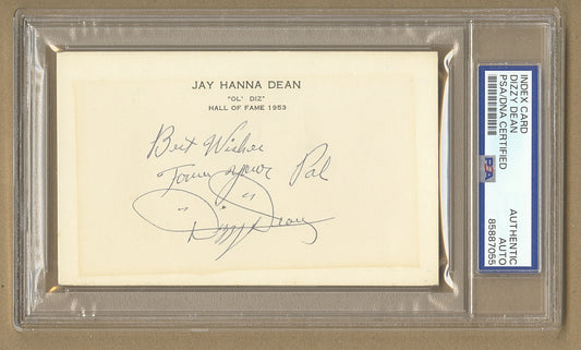 Dizzy Dean Signed AUTO Index Presentation Card Baseball HOF PSA/DNA