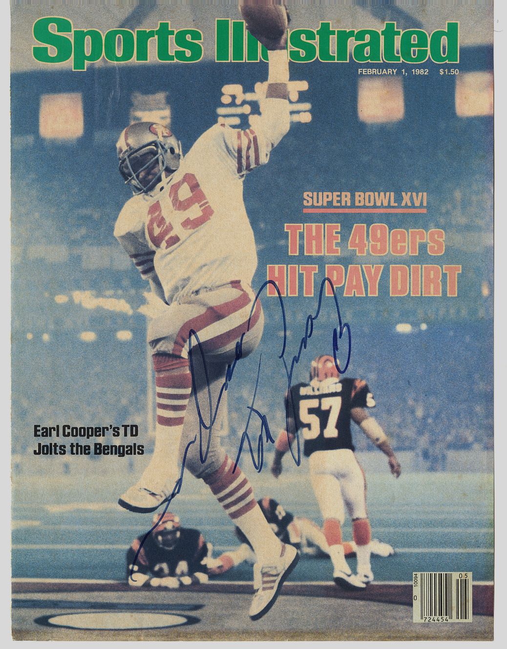 Earl Cooper Signed AUTO February 1, 1982 Sports Illustrated Magazine Cover Super Bowl