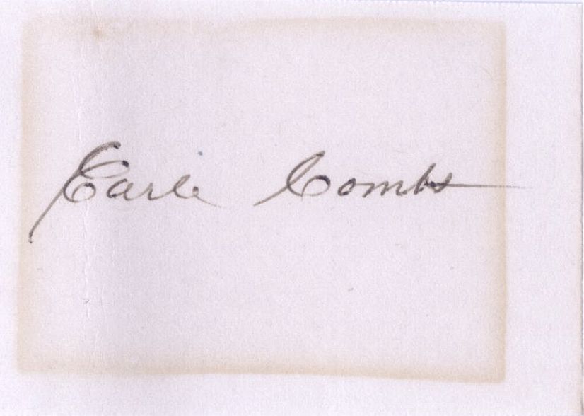 Earle Combs Signed AUTO 3” x 2” Index Card 1927 New York Yankees HOF D.1976