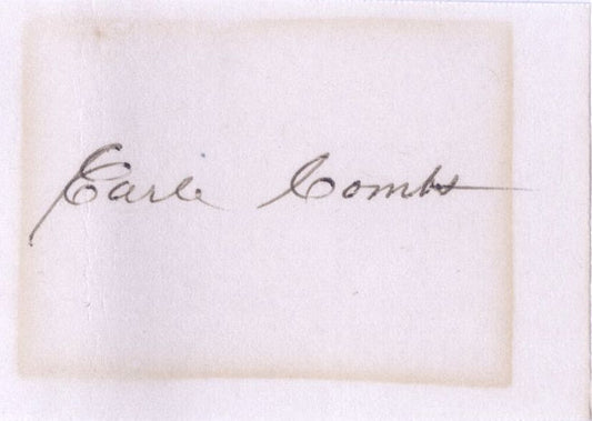 Earle Combs Signed AUTO 3” x 2” Index Card 1927 New York Yankees HOF D.1976