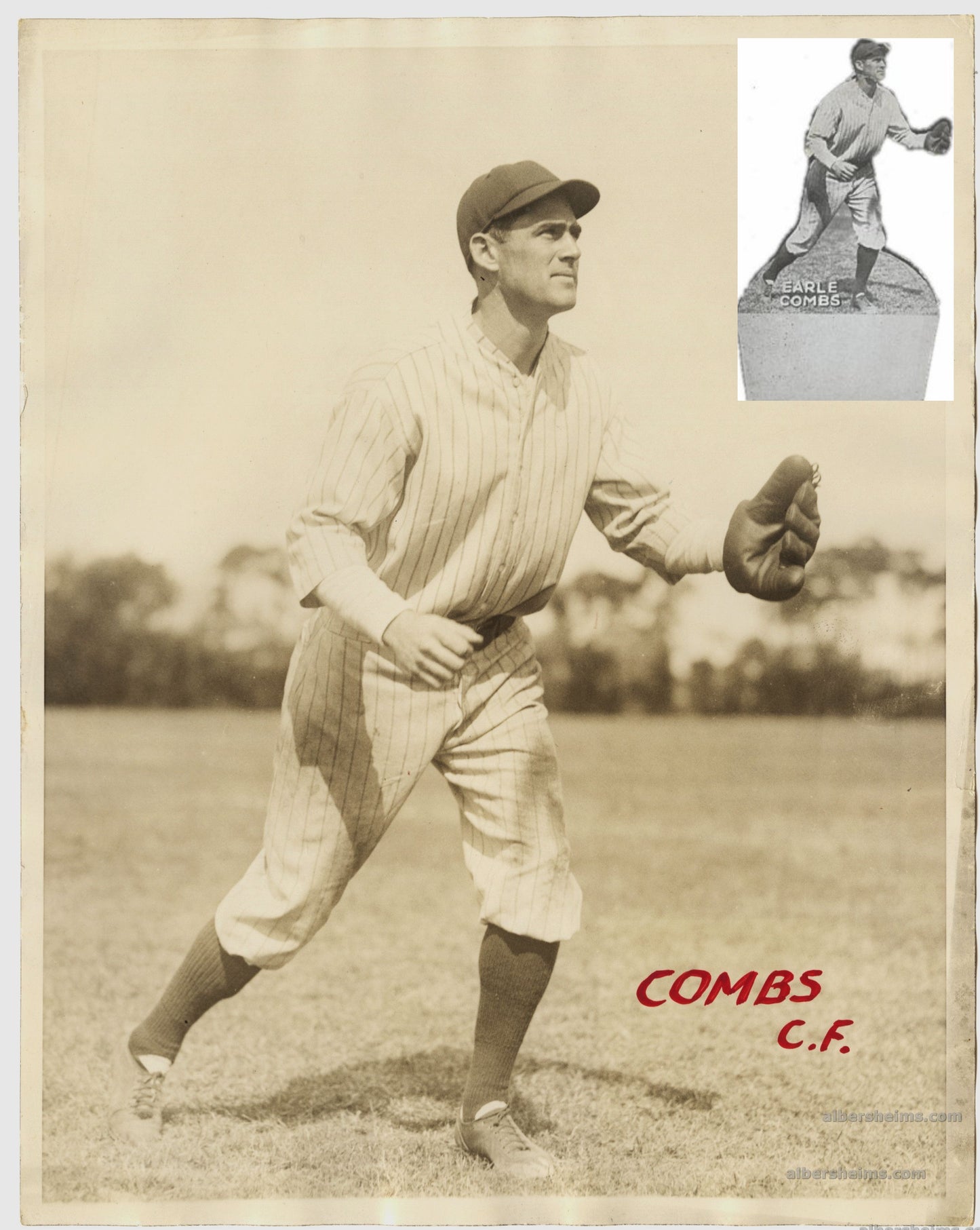 1927 Yankees HOFer – Earle Combs Original TYPE I Photo Used For 1926 Kut Outs Die-Cuts Baseball Card