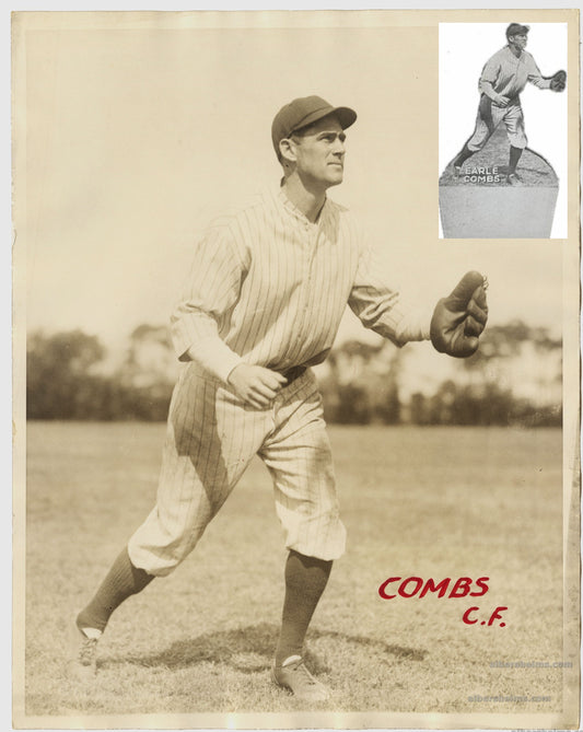 1927 Yankees HOFer – Earle Combs Original TYPE I Photo Used For 1926 Kut Outs Die-Cuts Baseball Card