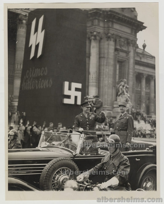 June 1945 General Dwight D. Eisenhower Receives Hero’s Welcome in Liberated Paris Original TYPE 1 Photo