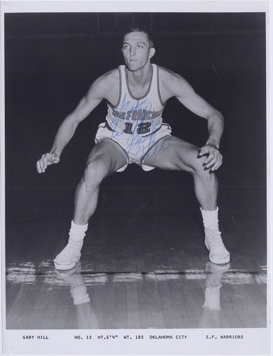 Gary Hill Signed AUTO circa 1963-64 Team Issued San Francisco Warriors Photo Personalized to Team Trainer