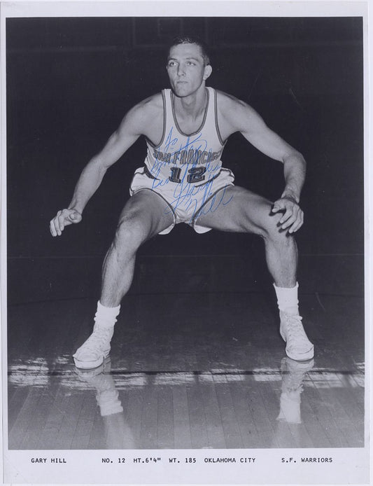 Gary Hill Signed AUTO circa 1963-64 Team Issued San Francisco Warriors Photo Personalized to Team Trainer
