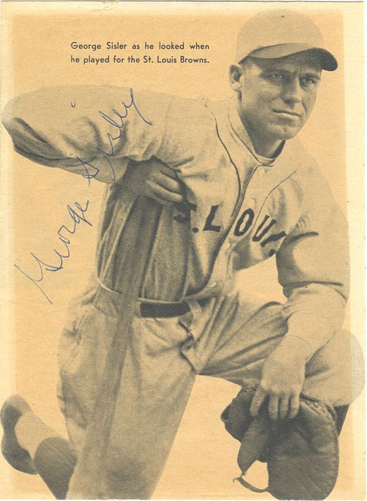 George Sisler Signed AUTO Photo Baseball HOF St. Louis Browns Braves Senators D. 1973