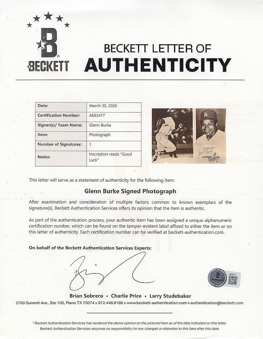 Glenn Burke Signed AUTO 1978 Team Issued L.A. Dodgers Photo “High Five” PSA/DNA COA