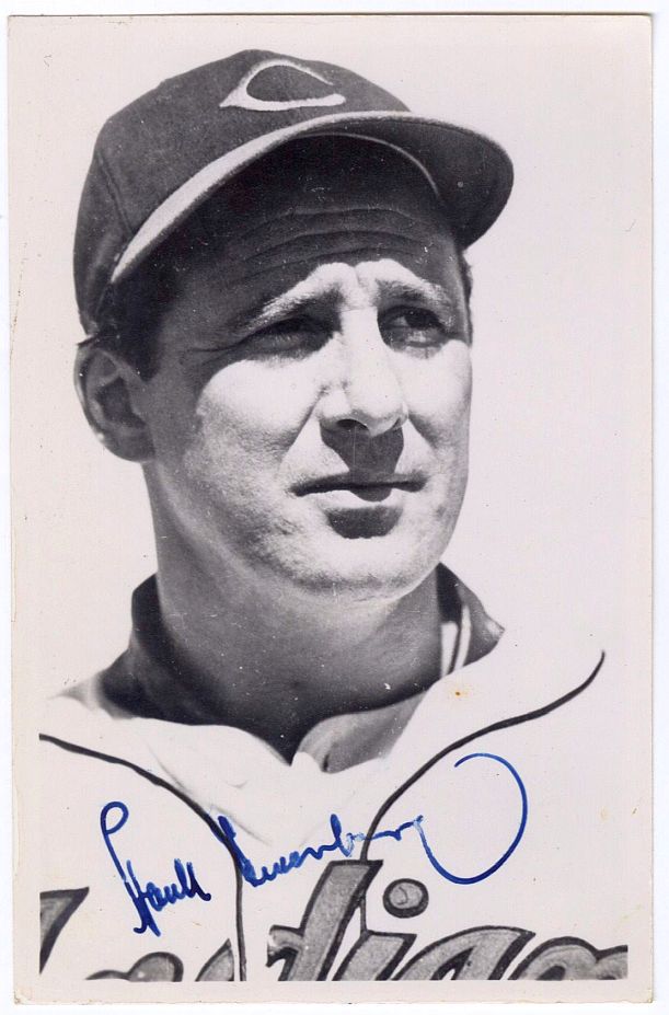 1949 Hank Greenberg Signed AUTO Cleveland Indians RPPC Real Photo Postcard HOF