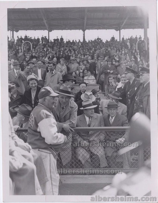 Opening Day 1947 Pirates Honus Wagner Greets Bucs Owner and Super Star Singer Bing Crosby Original TYPE I Snapshot photo