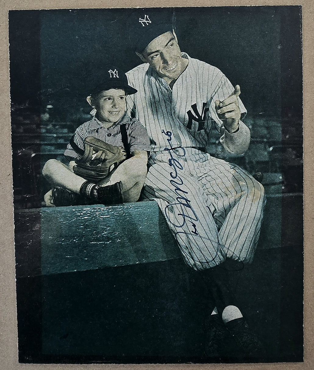 Joe DiMaggio Signed AUTO Photo Pictured with Joe Jr. Yankees Baseball HOF PSA/DNA LOA