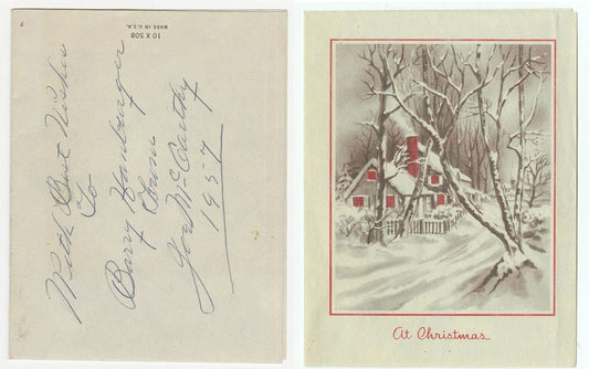 Joe McCarthy Yankees Legendary Manager Baseball HOFer Signed AUTO Christmas Card