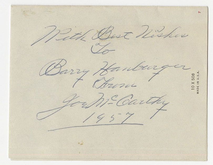 Joe McCarthy Yankees Legendary Manager Baseball HOFer Signed AUTO Christmas Card