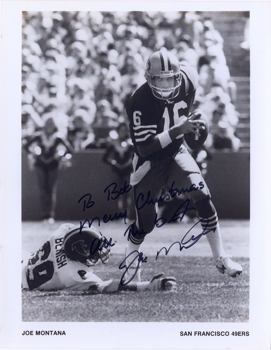 Joe Montana Signed AUTO 49ers Team Issued 8x10 Photo “To Bob - Merry Christmas” Inscription