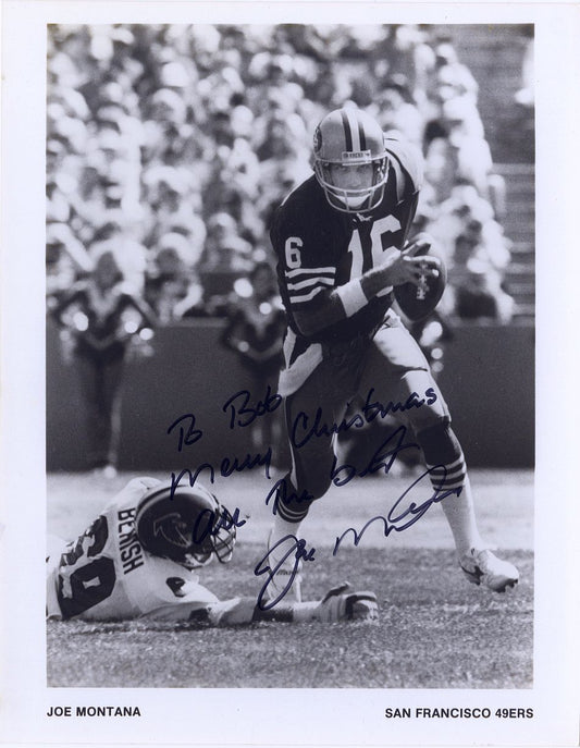 Joe Montana Signed AUTO 49ers Team Issued 8x10 Photo “To Bob - Merry Christmas” Inscription