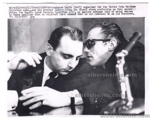 1959 Mob Boss Crazy Joe Gallo & Brother Larry Testify Before Senate Committee Original Press Photo