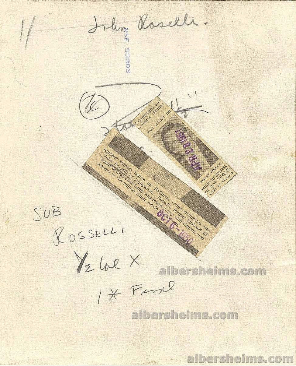 1950 Johnny Roselli Mobster Gangster Appears Before Kefauver Hearings on Hollywood Shakedown Original Photo