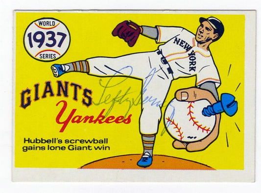 1968 Fleer Laughlin Lefty Gomez Signed AUTO 1937 World Series #34 Baseball Card
