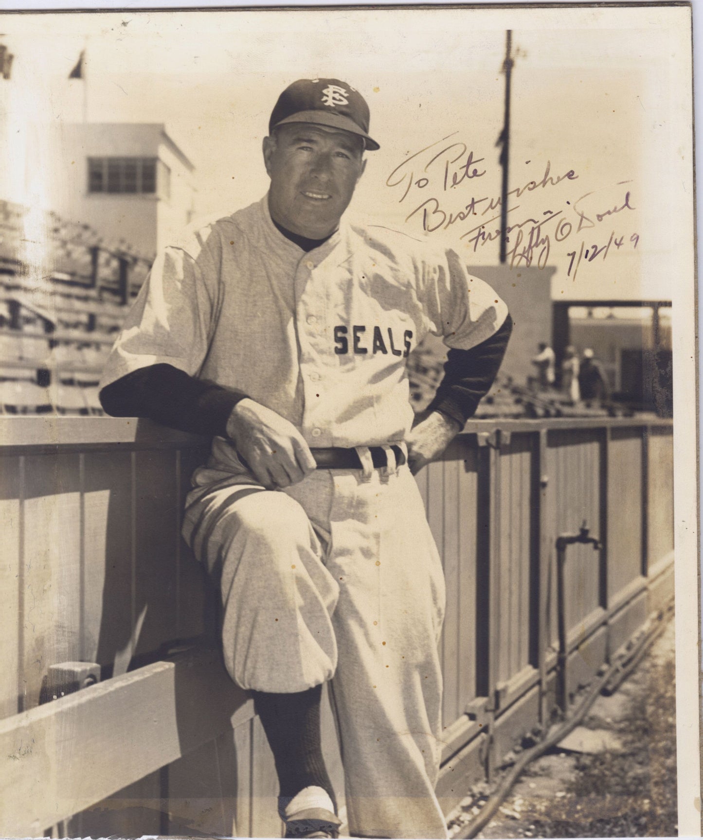 Lefty O’Doul Signed AUTO Original TYPE I Photo 2 X NL Batting Champion D.1969