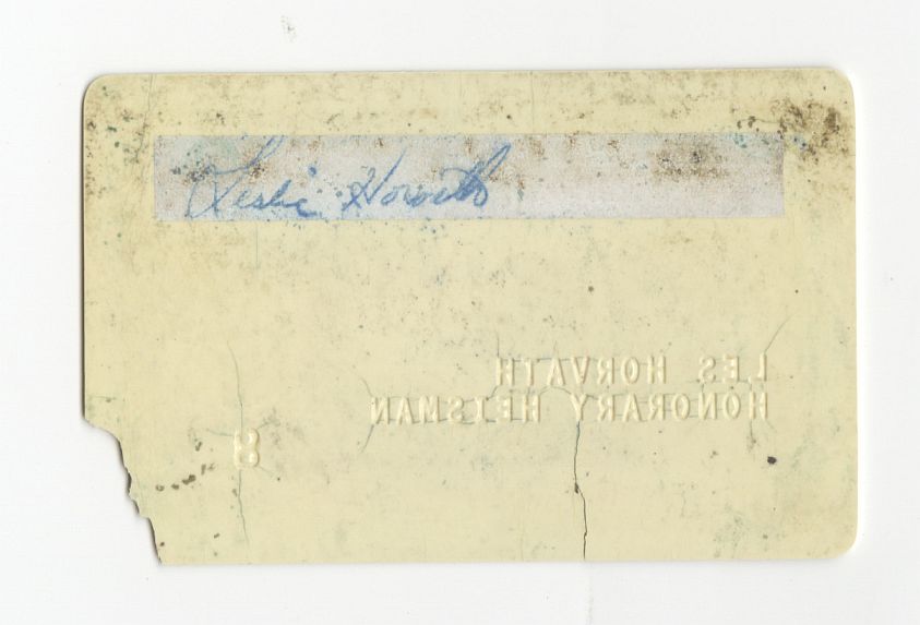 Les Horvath SIGNED AUTO Downtown Athletic Club of N.Y.C. Membership Card  – Family LOA