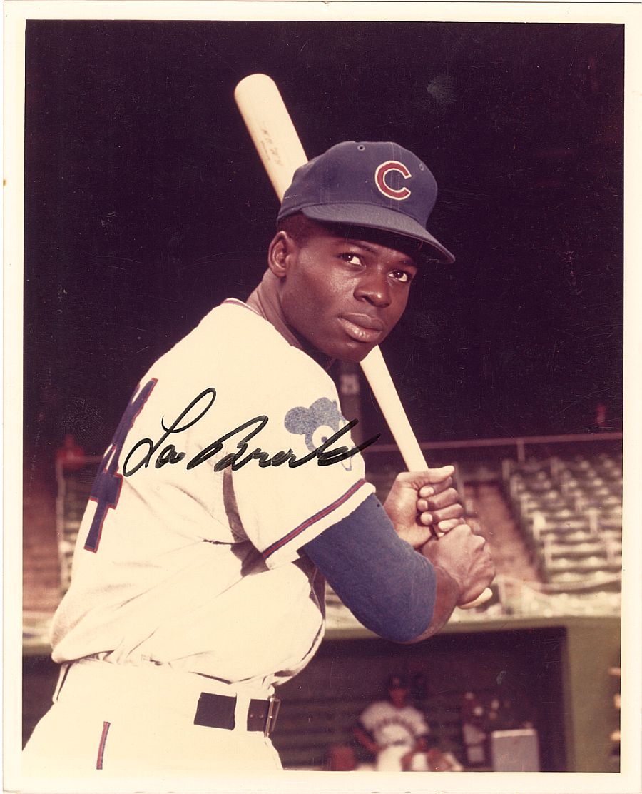 Lou Brock Signed AUTO TYPE II rookie era Chicago Cubs Signed AUTO 8x10 Photo