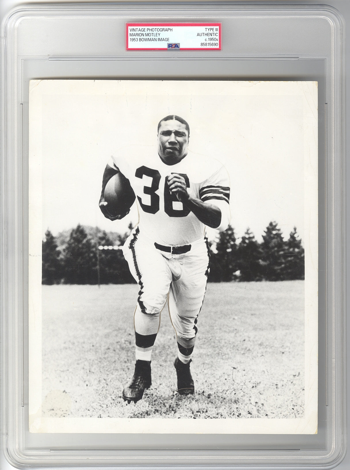 1950s Marion Motley African American Football Pioneer HOFer Original Photo Image used for his 1953 Bowman #9 Football Card PSA/DNA