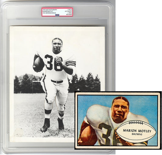 1950s Marion Motley African American Football Pioneer HOFer Original Photo Image used for his 1953 Bowman #9 Football Card PSA/DNA