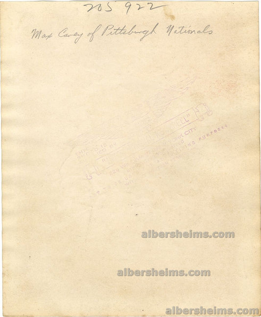 Circa 1925 Max Carey Pittsburgh Pirates Baseball HOF 10 X Stolen Base Leader Original TYPE I Photo