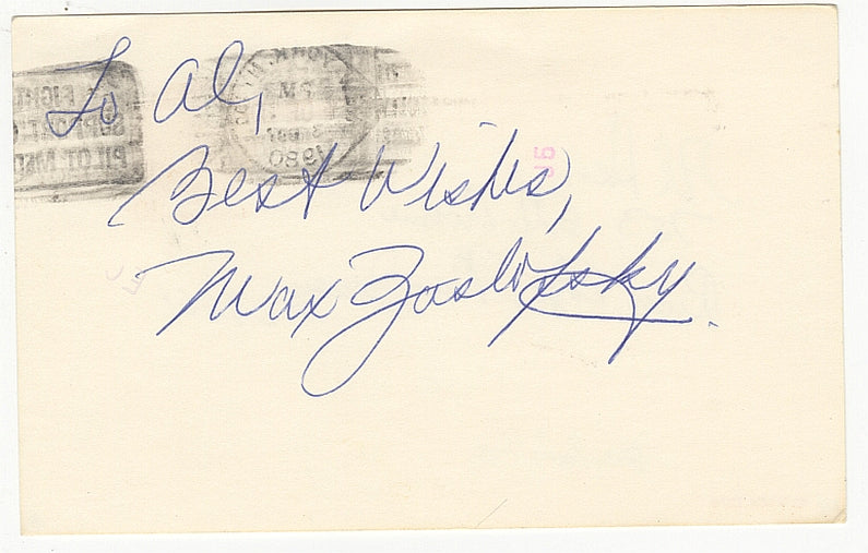 Max Zaslofsky Signed AUTO GPC Stags Knicks Bullets Pistons Future Basketball HOFer