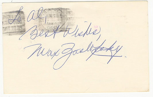 Max Zaslofsky Signed AUTO GPC Stags Knicks Bullets Pistons Future Basketball HOFer