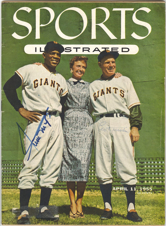 1955 Willie Mays & Leo Durocher Signed AUTO Sports Illustrated Magazine PSA/DNA
