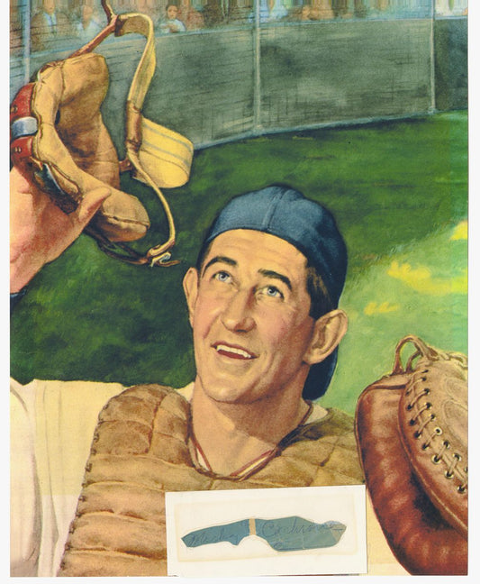 Mickey Cochrane Signed AUTO cut signature Photo Display HOF D. 1962