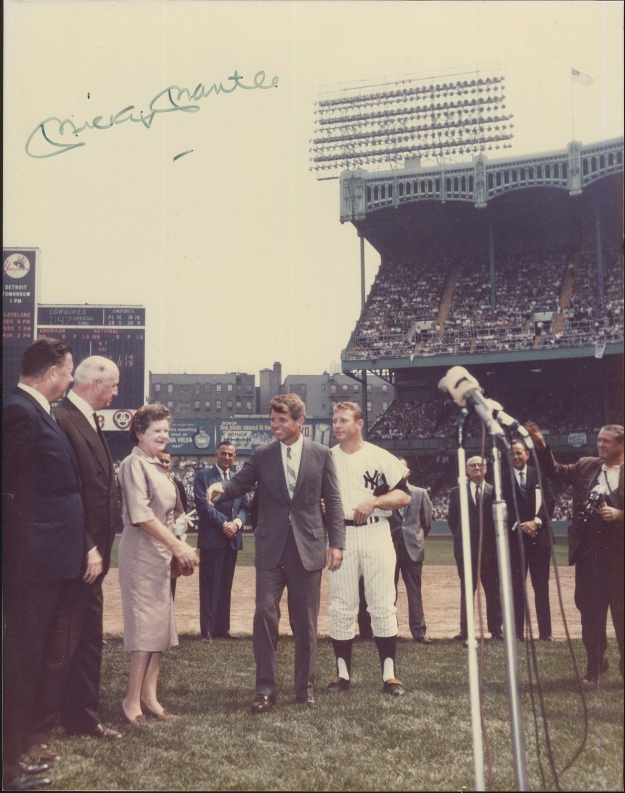 Mickey Mantle Signed AUTO Oversized Photo - September 1965 w/ Bobby Kennedy RFK PSA/DNA LOA