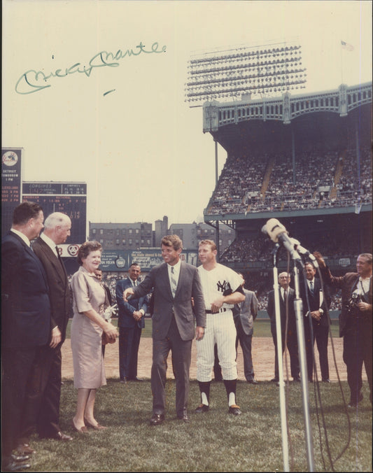 Mickey Mantle Signed AUTO Oversized Photo - September 1965 w/ Bobby Kennedy RFK PSA/DNA LOA