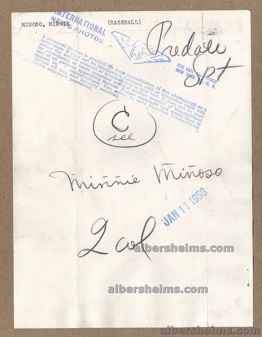 1958 Minnie Minoso "Cuban Comet” Cleveland Indians Original TYPE I Photo