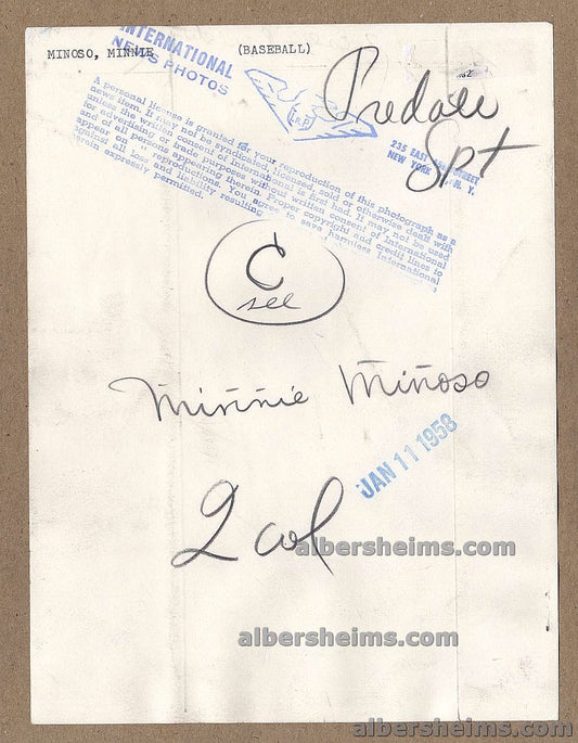 1958 Minnie Minoso "Cuban Comet” Cleveland Indians Original TYPE I Photo