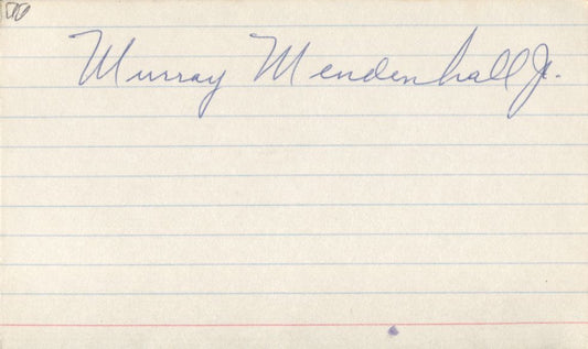 Murray Mendenhall Jr. Signed 3x5 card - Anderson Packers deceased